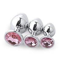 Expanding Butt Plugs Set 3PCS Stainless Steel Waterproof Anal Plug Toys Trainer Kit Adult Sex Toys for Men Women,Pink