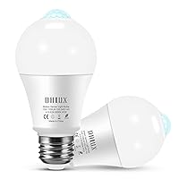 Motion Sensor Light Bulbs Outdoor, 13W(120W Equivalent) Movement Activated Dusk to Dawn Security LED Bulb, A19 E26 5000K Bright White for Front Door Porch Garage Basement Hallway 2 Pack