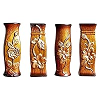 Four Piece Set of Antique vases, Indoor Vintage vases, Pottery Decorations, Embossed Hand-Painted Gold, Home Decorations, Tabletop Decorations