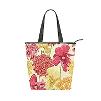 ALAZA Tote Canvas Shoulder Bag Spring Autumn Flower Floral Womens Handbag