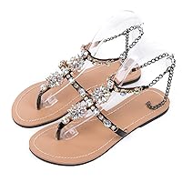 Summer Women Diamond Sandals Lady T-Strap Thong Flip Flops Slippers Femal Beach Shoes Plus Size Transparent 10.5