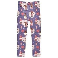 Lovely Gnome Love Girl's Leggings Soft Ankle Length Active Stretch Pants Bottoms 4-10 Years