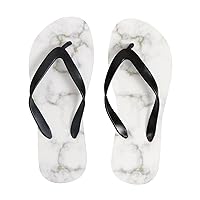 Vantaso Slim Flip Flops for Women White Marble Texture Yoga Mat Thong Sandals Casual Slippers