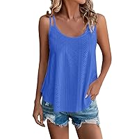 Short Sleeve Sweater for Women Summer Tank Tops Loose Fit Pleated Square Neck Sleeveless Tops Curved Hem Flowy D