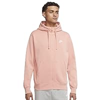 Nike Men's Sportswear Club Fleece Full Zip Hoodie (US, Alpha, 3X-Large, Regular, Regular, Light Madder Root/Light Madder Root/White)