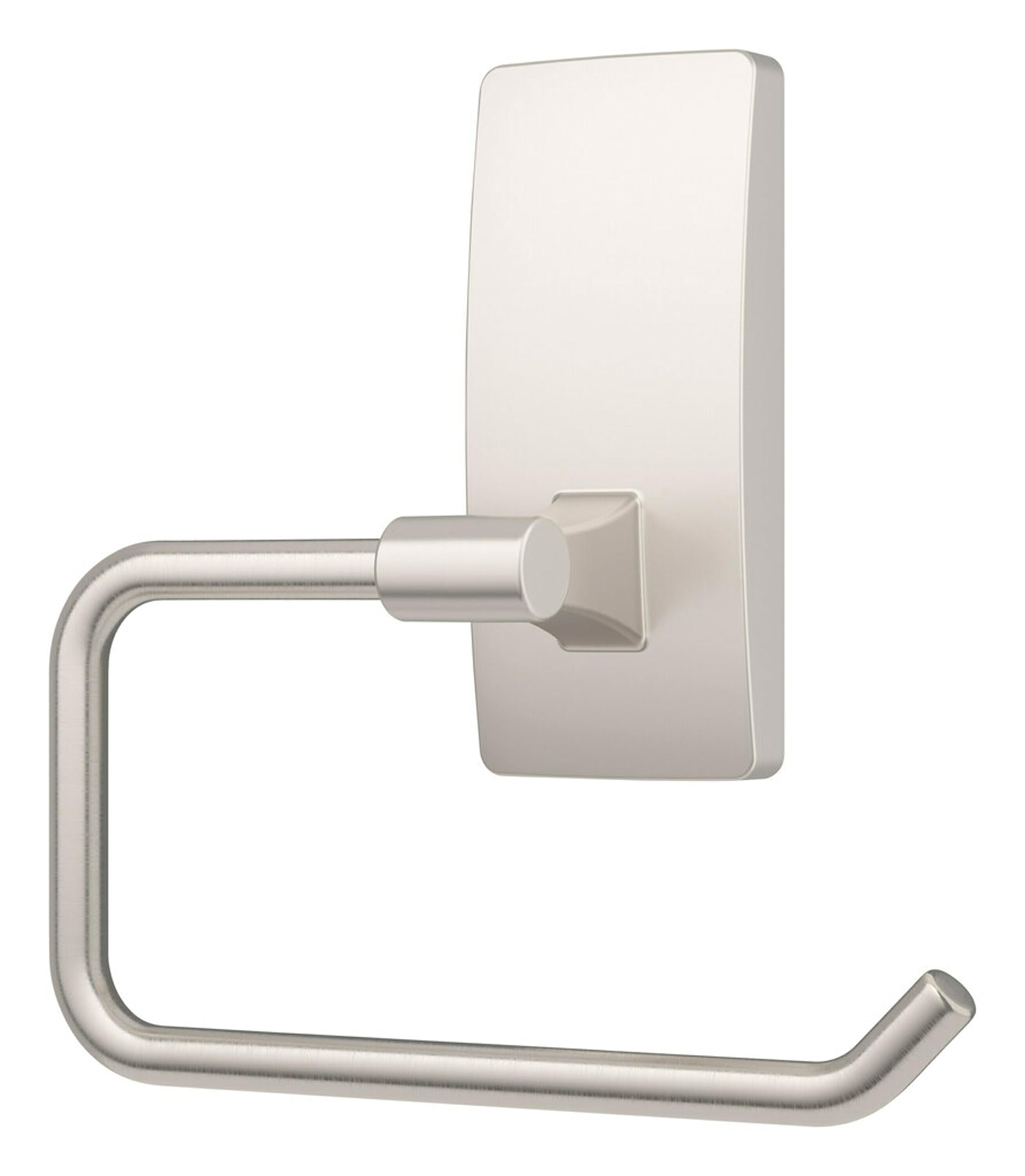 Command Toilet Paper Holder Satin Nickel with Water Resistant Command Strips, Rust Resistant Bathroom Organizer