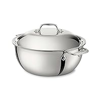 All-Clad D3 3-Ply Stainless Steel Dutch Oven 5.5 Quart Induction Oven Broiler Safe 600F Pots and Pans, Cookware Silver