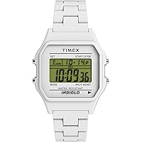 Timex Unisex T80 36mm Watch - White Bracelet Digital Dial White Case