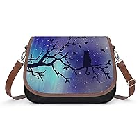 Crossbody Bag For Women Black Cat Shoulder Bag For Girls Large Tote Bag Leather Handbag Print Purse Wallet 31x22x11cm