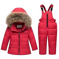 Kids Snowsuit Winter Puffer Jacket and Snow Bib Pants 2-Piece Set