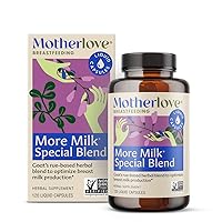 Motherlove More Milk Special Blend (120 Capsule Value Size) Herbal Lactation Supplement w/ Goat’s Rue to Build Breast Tissue & Support Breast Milk Supply—Non-GMO, Organic Herbs, Vegan, Kosher, Soy-Free