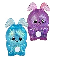 Set of 2 Bunny Sugar Ball - Syrup Molasses Thick Glue/Gel Stretch Ball - Ultra Squishy and Moldable Slow Rise Relaxing Sensory Fidget Stress Toy Cute Easter (Random Colors) (2 Random Color Bunnies)