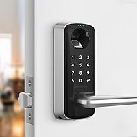 Lever, Heavy Duty Smart Lock 5-in-1 Keyless Entry Door Locks, Fingerprint Lock with Keypads and Voice Guide, Smart Door Lock for Front Door, Home and Office Black