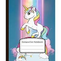 Mono Unicorn Cute Composition Notebook: Rainbows Pattern Unicorn Collection | Composition Notebook Special Gift For Girls And Teen Girls, Kids, ... day | Wide Ruled 110 Pages | 7,5 x 9,25 Inch