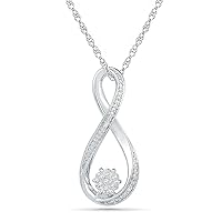 DGOLD FLOWER OF LOVE COLLECTION Sterling Silver White Round Diamond Fashion Pendant (0.12 Cttw)