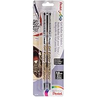 Pentel Arts Gel Roller for Fabric, 1.0mm Bold Lines, Permanent, Black Ink, Pack of 2 (BN15BP2A)