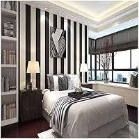 QIHANG Modern Minimalist Vertical Striped PVC Wallpaper Black&White Color 0.53m*10m=5.3m2