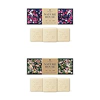 England Black Tea & Peony and Peach Bar Soaps, Three Triple Milled, Vegan Soap Bars, Palm Oil-Free Soaps Boxed in Plastic-Free Recyclable Packaging, 6 Bars