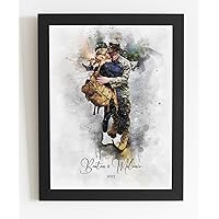 Wedding Anniversary Gift For Her Watercolor Print From Photo Personalized Custom Portrait Wedding