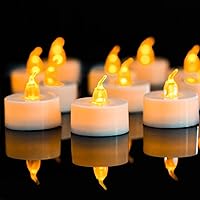 24 Pack LED Tea Lights Candles – Flickering Warm Yellow Flameless Tealight Candle – Long Lasting Battery Operated Fake Candles – Decoration for Halloween and Christmas (Yellow-24pcs)