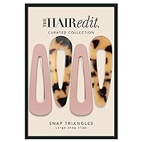 The Hair Edit Snap Triangles - Tortoise and Nude Pink Snap Clip Barrette Set