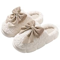 Slippers for Women 3D Bow Slippers Cute Warm Slippers for Women Non-Slip Winter Slippers Comfy Fuzzy Slippers for Indoor House