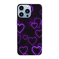 Purple Hearts Printed Clear Case for iPhone 13 Pro Case 6.1 Inch - Shockproof Phone Case Cover with Wireless Fast Charging, Not Yellowing