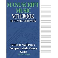 Manuscript Music Staff Notebook, 10 Staff Per Page: 150 Blank Pages Of Music Staff + Complete Music Theory Guide (Blue Cover)