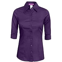 NE PEOPLE Womens Tailored 3/4 Sleeve Button Down Office Shirt