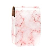 Aesthetic Pink Marble Lipstick Case Lipstick Box Holder With Mirror, Portable Travel Lip Gloss Pouch, Waterproof Leather Cosmetic Storage Kit For Purse