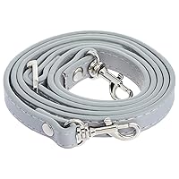 RAYNAG Adjustable Leather Shoulder Straps Replacement, Crossbody Purse Handbag Strap Replacement with Silver Clasp, Grey