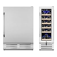 24 Inch Beverage Refrigerator Cooler and 12 Inch Wine Cooler Refrigerator