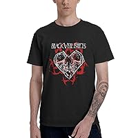 Men's Cotton Black Music Veil Band Brides T Shirts Round Neck Soft Funny Short Sleeve T-Shirt for Sports Leisure Party Large