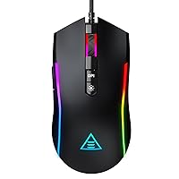 Gaming Mouse, Computer Mouse USB Mice, Wired Mouse with 6 RGB Modes, 6 Adjustable DPI Up to 8000, 7 Programmable Buttons, Mouse for PC Windows MacOS Laptop Gamer Work Office