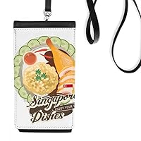 Singapore Hainanese Chicken Rice Phone Wallet Purse Hanging Mobile Pouch Black Pocket