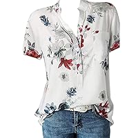 Women Lace Embroidery Crochet Shirts Short Sleeve V Neck Plus Size Tops Summer Casual Baggy Floral Tshirt Tunic Blouse