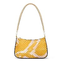 ALAZA Snake Skin Print Yellow Python Shoulder Bag Purse for Women Tote Handbag with Zipper Closure