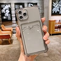 Luxury Transparent Card Slot Phone Case for iPhone 14 13 12 11 Pro XS MAX XR Soft Wallet Back Cover for iPhone 7 8 Plus SE2020,Gray,for iPhone 11Pro Max
