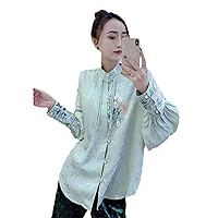 China Retro Tops Chinese Traditional Women Clothing Shirts Tang Suit Hanfu Ethnic Embroidery T-Shirt
