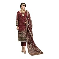Ready to wear Deep Red Georgette Indian Party Festival Designer Sequin & thread pakistani Pant Style Muslim Salwara Suit 1568