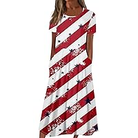 Calf-Length Short Sleeve Horror Dress for Womens Thanksgiving Day Wedding Soft Patchwork Dresses Women Crewneck Red 3XL