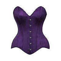 Womens Top Drawer Dark Purple Satin Steel Boned Overbust CorsetCorset