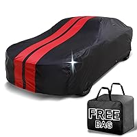 Custom Car Cover for MG MGB Roadster, GT (1962-1981) Waterproof All Weather Rain Snow UV Sun Protector Full Exterior Indoor Outdoor Car Cover (Stripe - Black/Red)