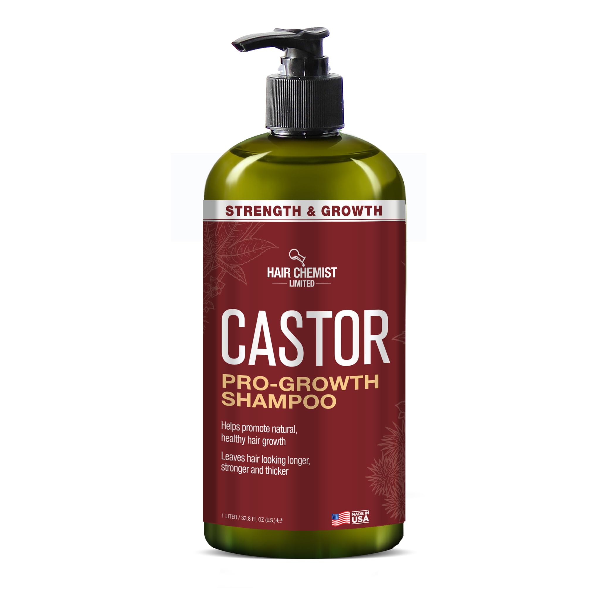 Hair Chemist Castor Pro-Growth Shampoo 33.8 oz. - Made with Natural Castor Oil for Hair Growth, Sulfate Free Shampoo