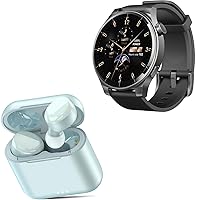 TOZO S5 Smartwatch (Answer/Make Calls) Sport Mode Fitness Watch, Black + T6 Wireless Bluetooth in-Ear Headphones Blue