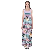 CowCow Womens Summer Boho Retro Funny Bird Palm Trees Beach Design Empire Waist Long Maxi Dress, XS-5XL