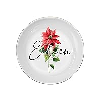 Ring Plate, Customized Birth Flower Jewelry Tray with Name for Bracelets Watch, Wildflower Letters Bridal Showers Christmas Wedding Gifts for Daughter Women Couple