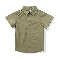 Boys' Button Down Short Sleeve Fishing Shirt Quick-Dry UV Sun Protection Outdoor Tops