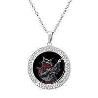 Rock Cat Playing Guitar Customized Necklace Picture Pendant Elegant Multicolored Diamond Jewelry for Women