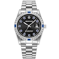 PASOY Fashion Men's Unisex Stainless Steel Watch Diamond Dial Gold Quartz Women Luxury Crystal Waterproof Watch